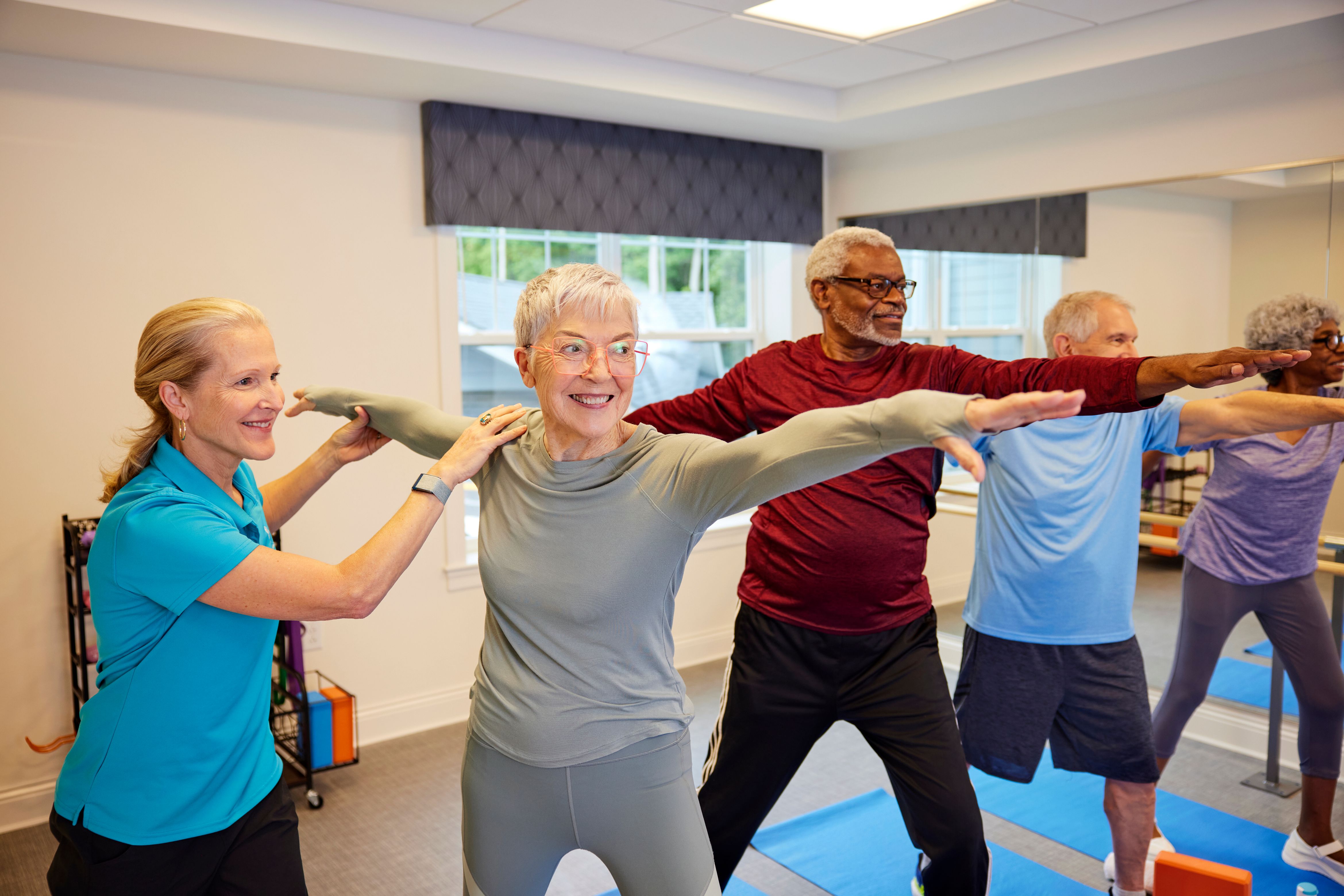 arbor terrace residents doing yoga