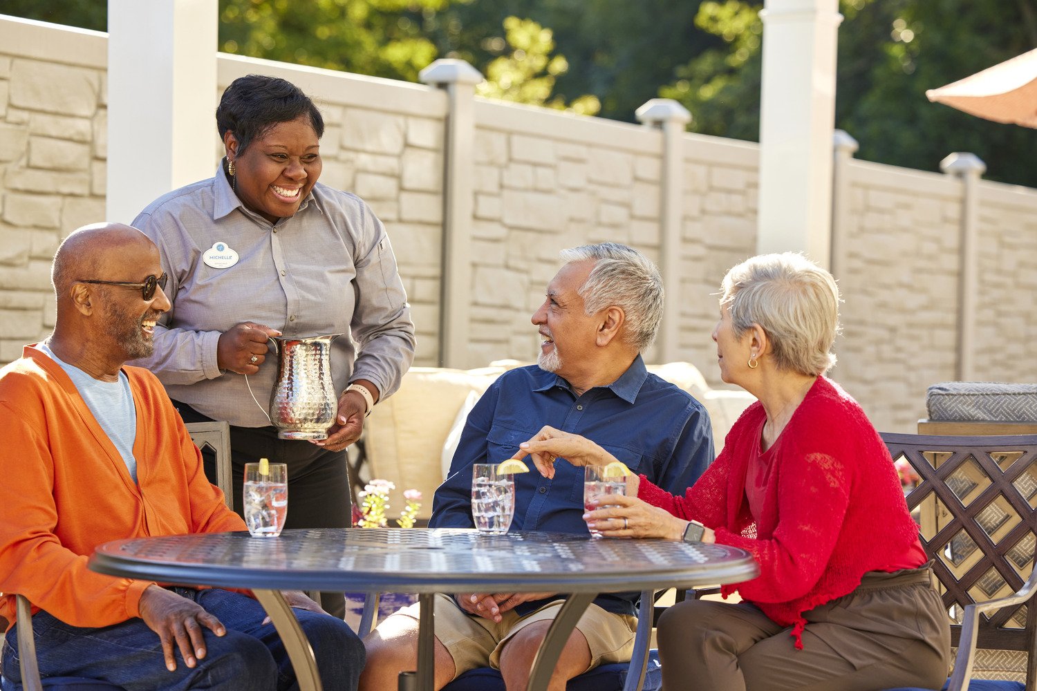arbor terrace seniors being served outside